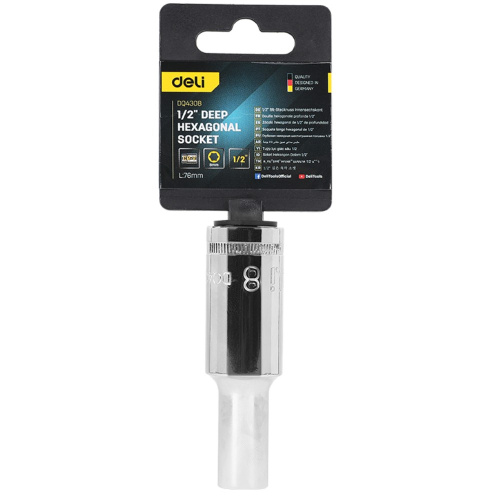 Головка торцевая шестигранная Deli YS EDQ4308 1/2, 8 мм
