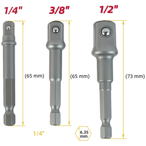 Набор адаптеров шестигранников Deli YS EDL110002, 1/4 на квадрат 1/4'', 3/8'', 1/2" фото 8