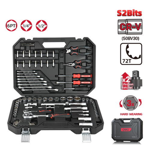 Набор инструмента Deli RS EDQ45100, 1/4", 1/2", 100 шт. фото 8