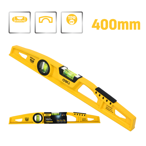 Уровень строительный Deli YS EDL290400Q, литой, 400 мм, с двойным обзором фото 5