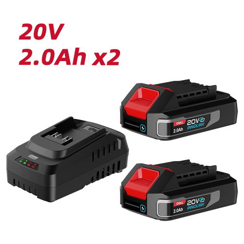 Комплект аккумуляторных батарей и зарядного устройства Deli RS EDE-CM20A2E, 2 АКБ, 2 А/ч, З/У 2А фото 2