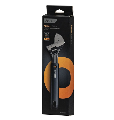 Ключ разводной Deli HS EHT1508 210 мм, раскрытие губок 0-28 мм, Soft Touch, черный фото 6