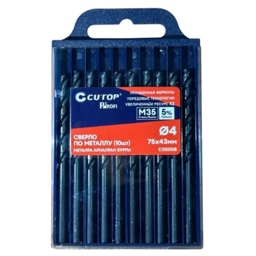 Сверло по металлу CUTOP Profi C05008, 4.0х75 мм, 10 шт Сверло по металлу CUTOP Profi C05008, 4.0х75 мм, 10 шт