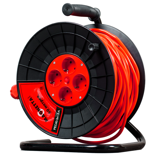 Удлинитель Magnetta PEC40-3X1.5-A, 40 м, катушка (4 роз., 1,5 мм, 2,2 кВт, защита от перегрузки)