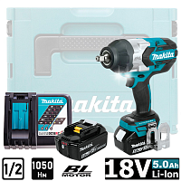 Аккумуляторный гайковерт MAKITA DTW1002RTJ, 18 В, 1050 Нм, 2 АКБ, 5 Ач, З/У