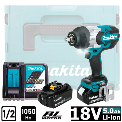 Аккумуляторный гайковерт MAKITA DTW1002RTJ, 18 В, 1050 Нм, 2 АКБ, 5 Ач, З/У Аккумуляторный гайковерт MAKITA DTW1002RTJ, 18 В, 1050 Нм, 2 АКБ, 5 Ач, З/У