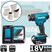 Пистолет тепловой MAKITA DHG180RT1J, 18 В, АКБ, 5 Ач, З/У