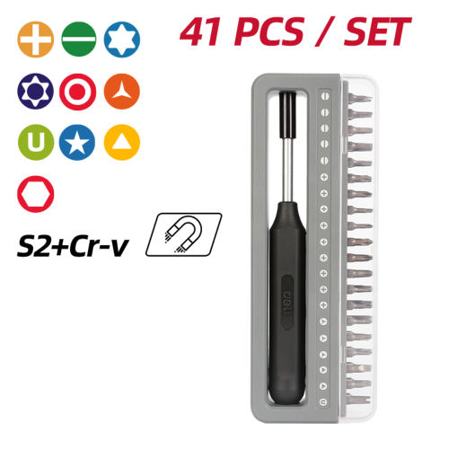 Отвертка Deli YS EDL241041, с набором прецизионных бит, 41 шт фото 2