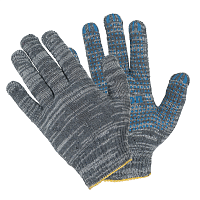 Перчатки трикотажные х/б с ПВХ покрытием Точка, 7,5 кл. вязки, серый, без и/у
