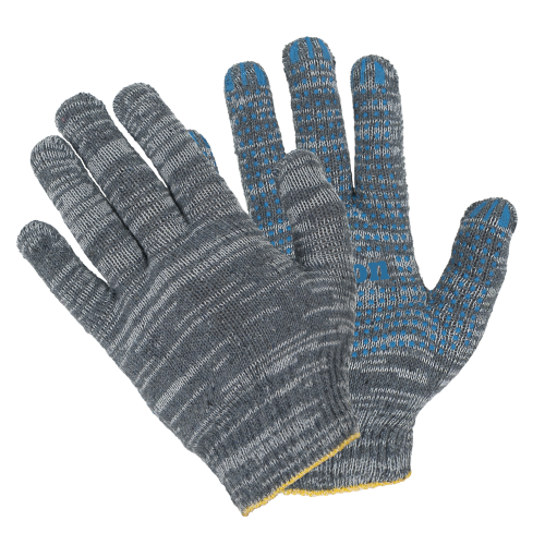 Перчатки трикотажные х/б с ПВХ покрытием Точка, 7,5 кл. вязки, серый, без и/у