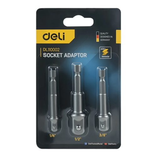 Набор адаптеров шестигранников Deli YS EDL110002, 1/4 на квадрат 1/4'', 3/8'', 1/2" фото 11