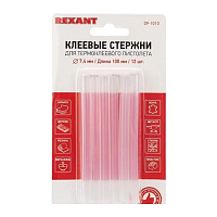 Стержни для клеевого пистолета REXANT 09-1010, 7.4x100 мм, 12 шт, прозрачные