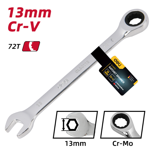 Ключ комбинированный Deli YS EDL34113, 13 мм, с трещоткой, 72 зуба фото 6