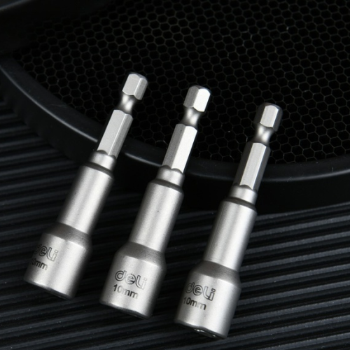 Набор насадок шестигранных магнитных Deli YS EDL4810T, 10 мм, 3 шт, HEX 1/4", серебристый фото 4