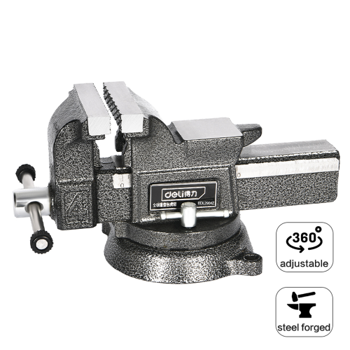 Тиски стальные Deli YS EDL2904Z, поворотные, с наковальней, 4"-100 мм фото 7