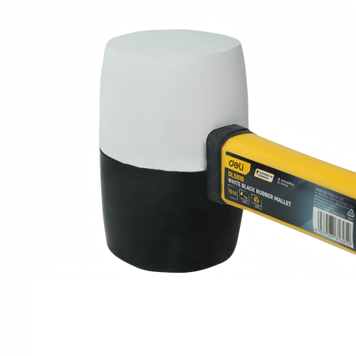 Киянка резиновая Deli YS EDL5816, 0.450 кг, фибергласовая рукоятка, черно-белая фото 3