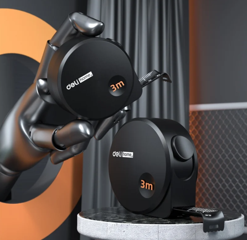 Рулетка Deli HS EHT8316 3 м/16 мм, Soft Touch, черный фото 4