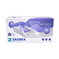 Перчатки виниловые одноразовые "Zaubex", размер M, 100 шт./упак., -30%