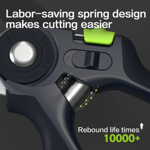 Секатор садовый Deli GS EDL-YL0005, 216 мм, SK5, контактный, черный фото 7