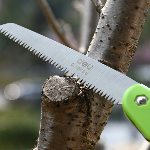 Ножовка по дереву Deli EDL580618, 180 мм, складная, зеленый, черный фото 4