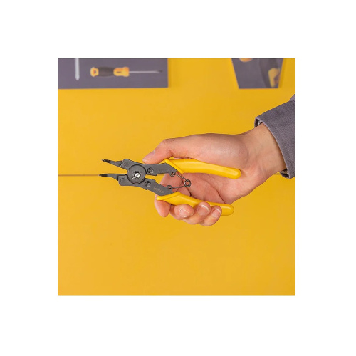 Съемники стопорных колец Deli YS EDL104506, 150 мм, 4-в-1, 4 насадки, желтый, черный фото 5