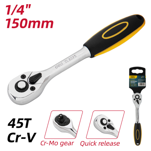 Ключ-трещотка Deli YS EDL2323 1/4", 150 мм, 45 зубов фото 2
