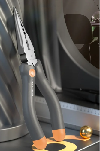 Длинногубцы Deli HS HT2106C 160 мм, Soft Touch, оранжевый фото 4