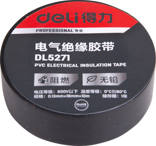 Изолента ПВХ Deli YS DL5271 черная, 18 мм x 10 м, 130 мкм фото 2