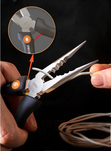 Длинногубцы Deli HS HT2106C 160 мм, Soft Touch, оранжевый фото 2