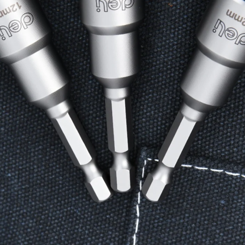 Набор насадок шестигранных магнитных Deli YS EDL4812T, 12 мм, 3 шт, HEX 1/4", серебристый фото 5