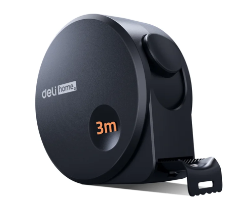 Рулетка Deli HS EHT8316 3 м/16 мм, Soft Touch, черный